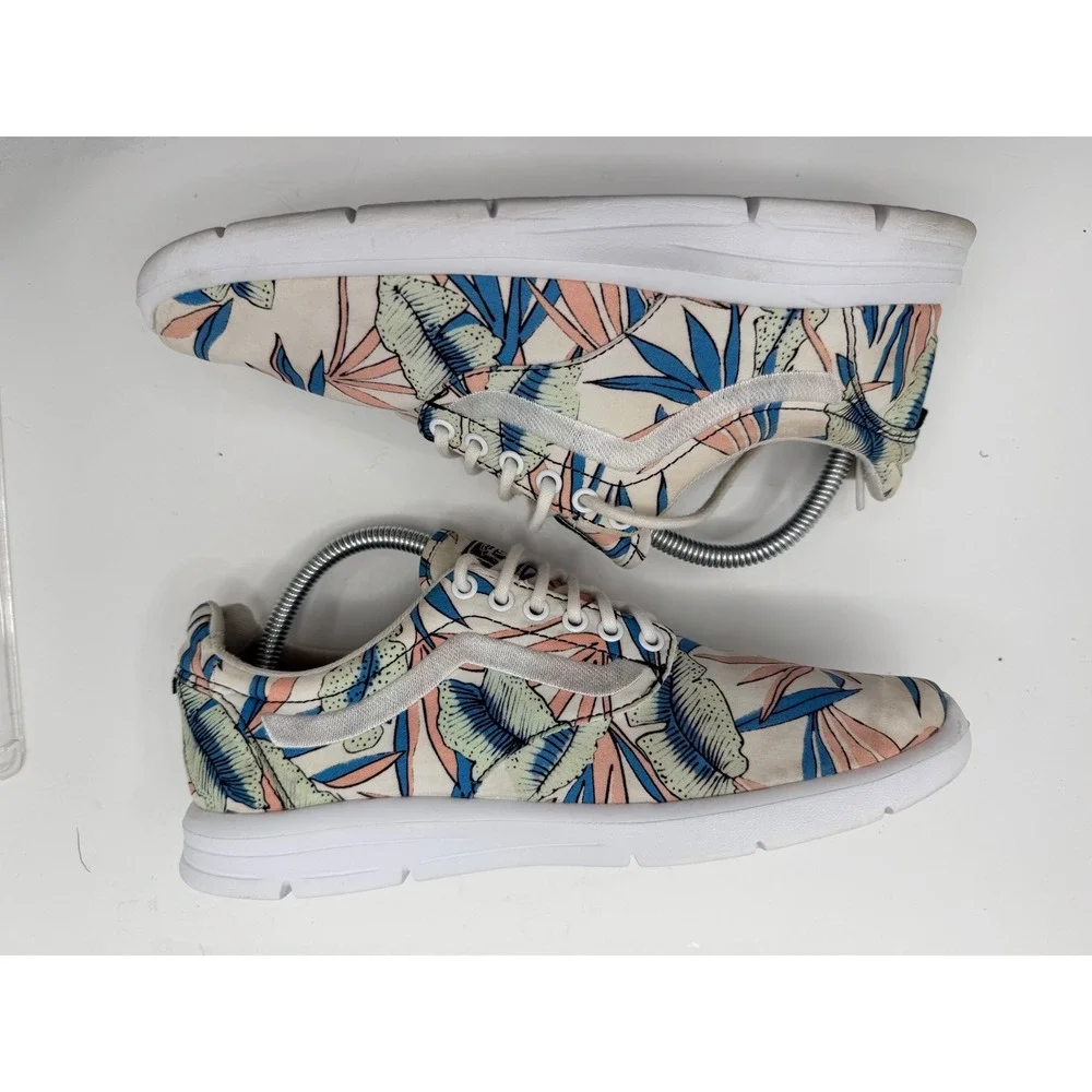 Vans Floral Tropical Low Top Sneakers Women's Size 10 Canvas Lace Up Shoes
